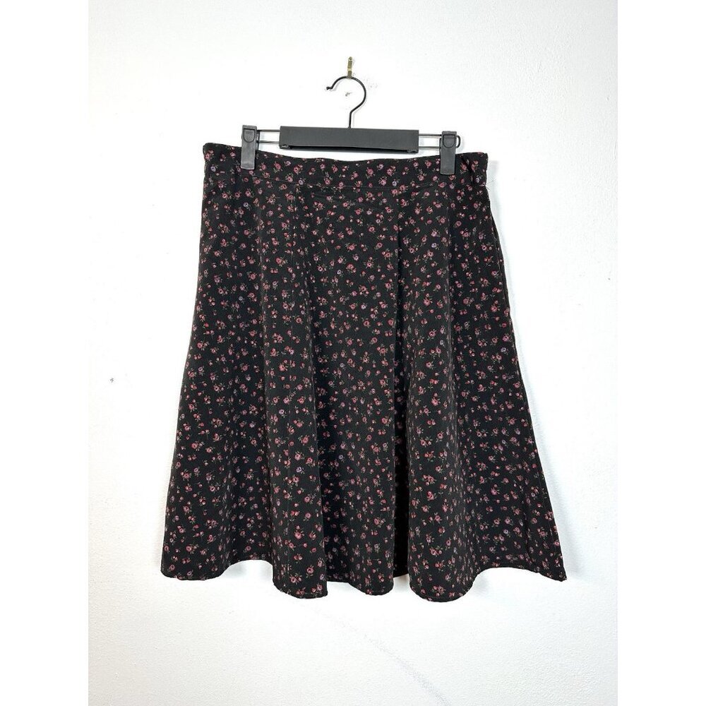 Vintage Bentley Floral Y2K Skirt Black White Floral‎ Dark Large 31” Grunge Midi